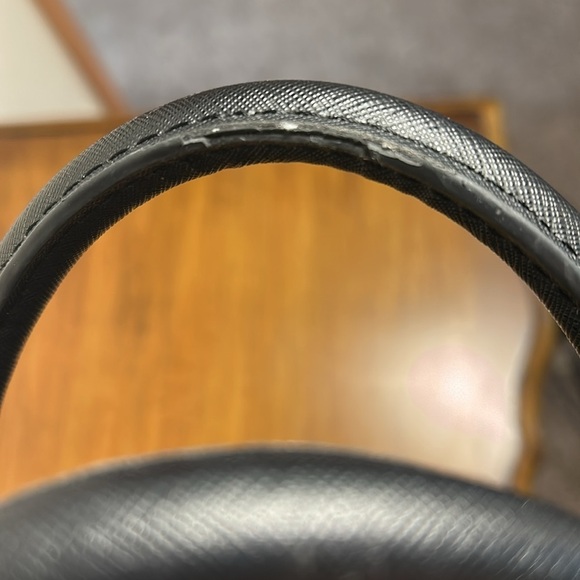 TRINA TURK BLACK VEGAN SHOULDER BAG BLUE BLACK DOT INTERIOR WITH BAG SCARF - Picture 16 of 16